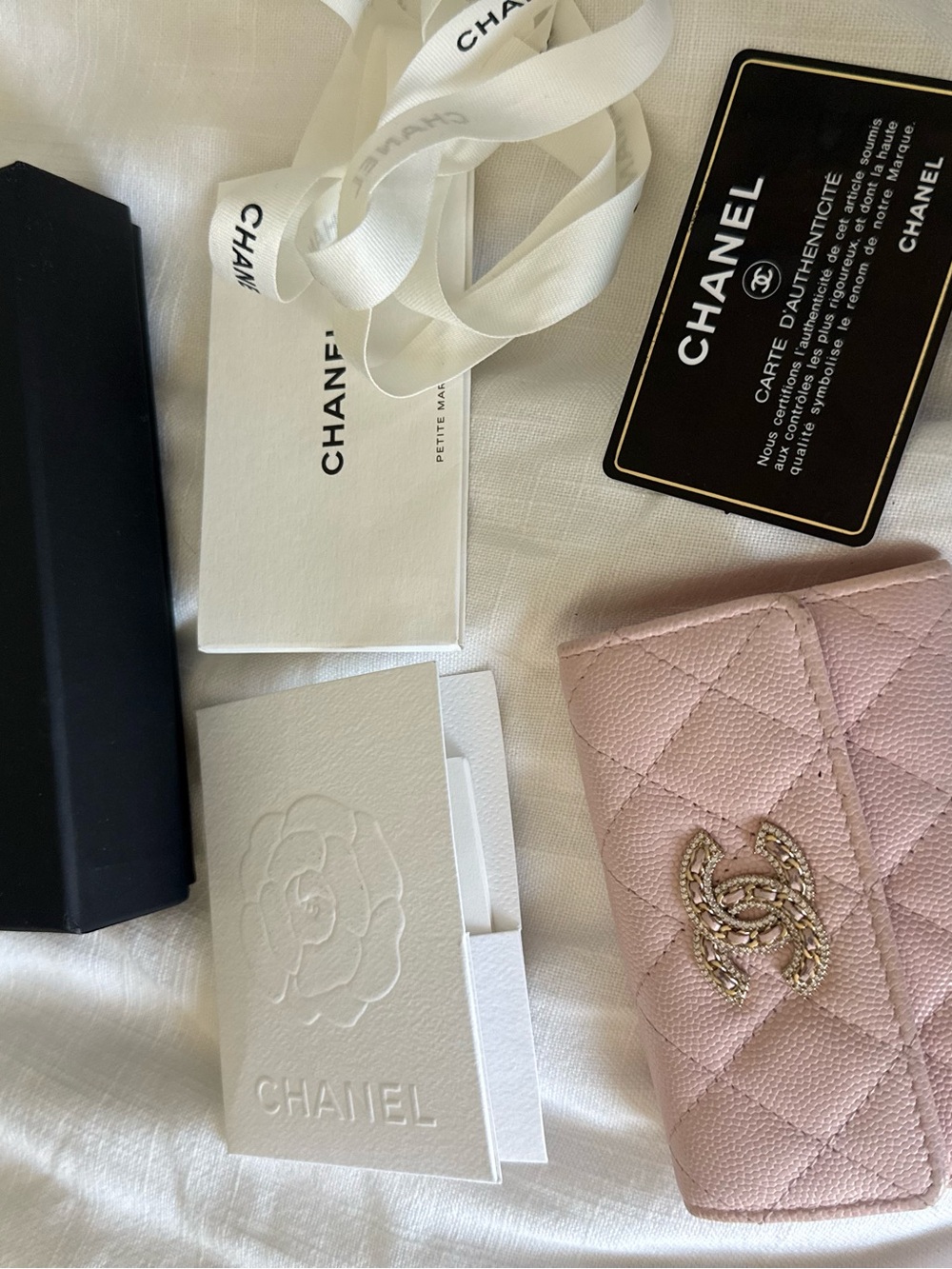CHANEL Pink Quilted Caviar CC Logo Mini Wallet